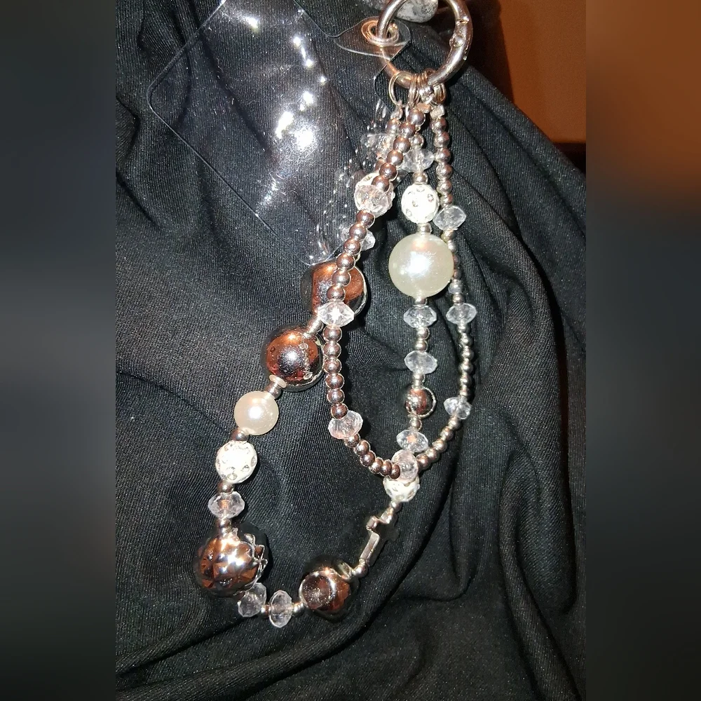 2/$12 Glitter Phone/Purse with Pearl and Cross Charms
